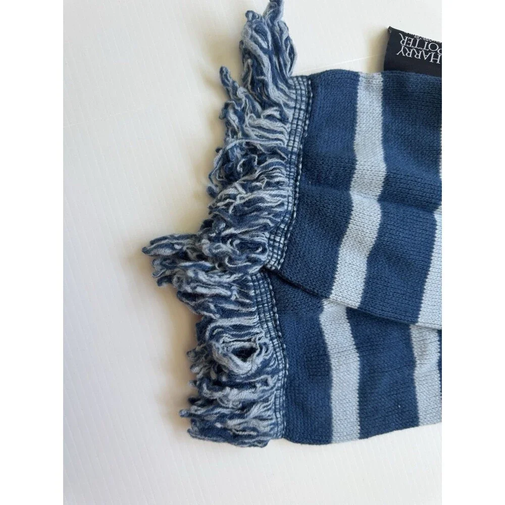 Harry Potter and the Cursed Child Blue Striped Knit Scarf Acrylic Fringe